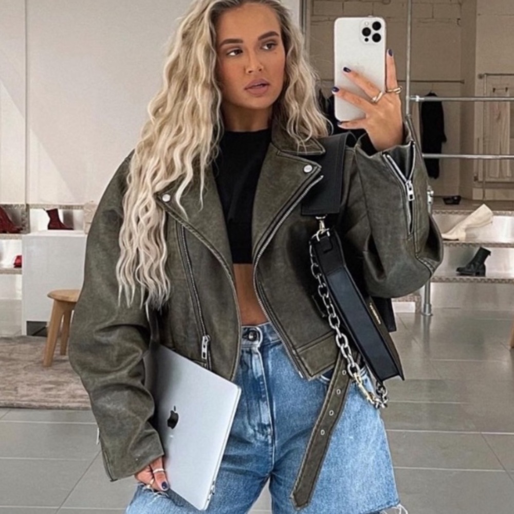 Zara biker leather jacket